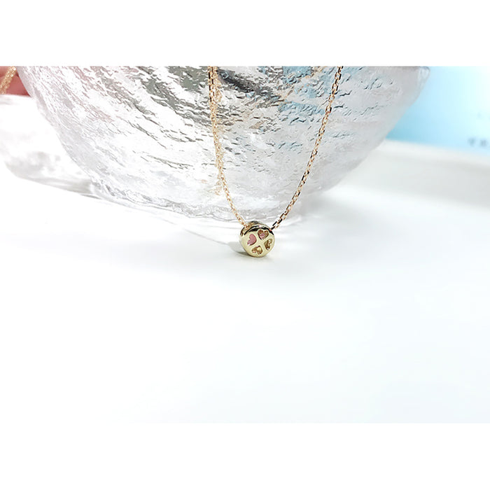 9K Solid Gold Round Tourmaline Pendant Necklace Heart Beautiful Charm Jewelry