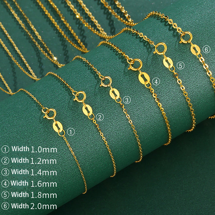 18K Solid Gold O Chain Necklace Beautiful Charm Jewelry 18" Stamped Au750