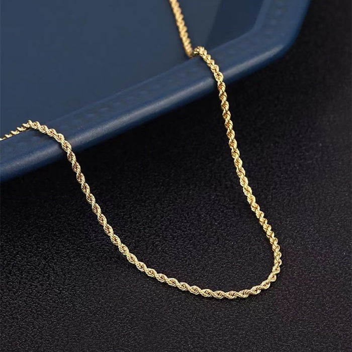 18K Solid Gold Braided Twist Chain Necklace Beautiful Jewelry Stamped Au750