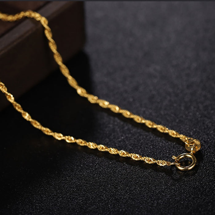 18K Solid Gold Braided Twist Chain Necklace Beautiful Jewelry Stamped Au750