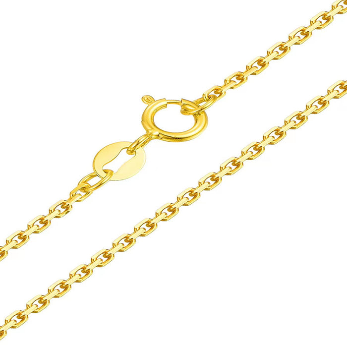 18K Solid Gold Rectangle Chain Necklace Beautiful Jewelry 18" Stamped Au750