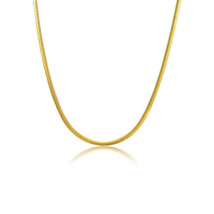 18K Solid Gold Flat Snake Chain Necklace Elegant Beautiful Choker Jewelry Stamped Au750