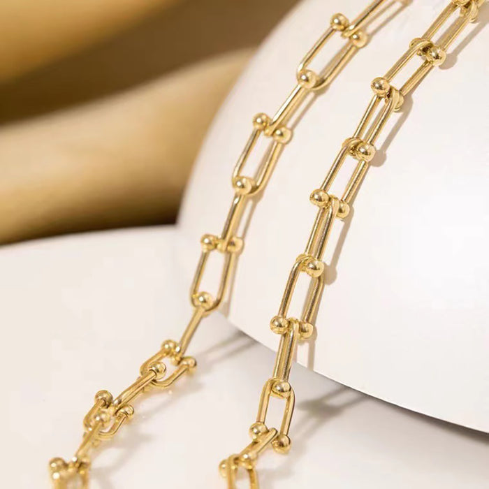 18K Solid Gold Horseshoe Link Chain Necklace Beautiful Choker Jewelry 16" 18" 20" 22" 24" 26" 28"