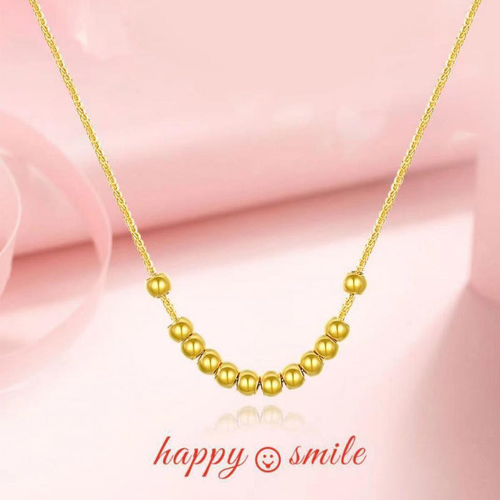 18K Solid Gold Chopin Chain Bead Necklace Beautiful Charm Jewelry Stamped Au750