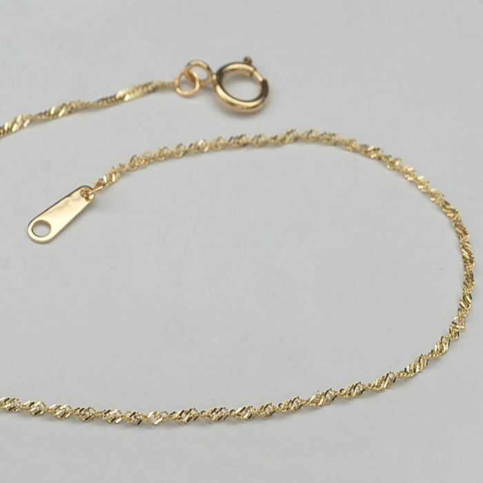 14K Solid Gold Water Wave Chain Necklace Beautiful Charm Choker Jewelry 16" 18"