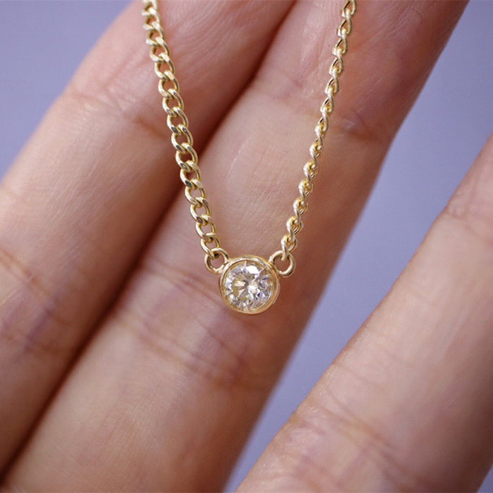 18K Solid Gold Miami Cuban Cuban Natural Diamond Pendant Necklace Bead Bubble Jewelry