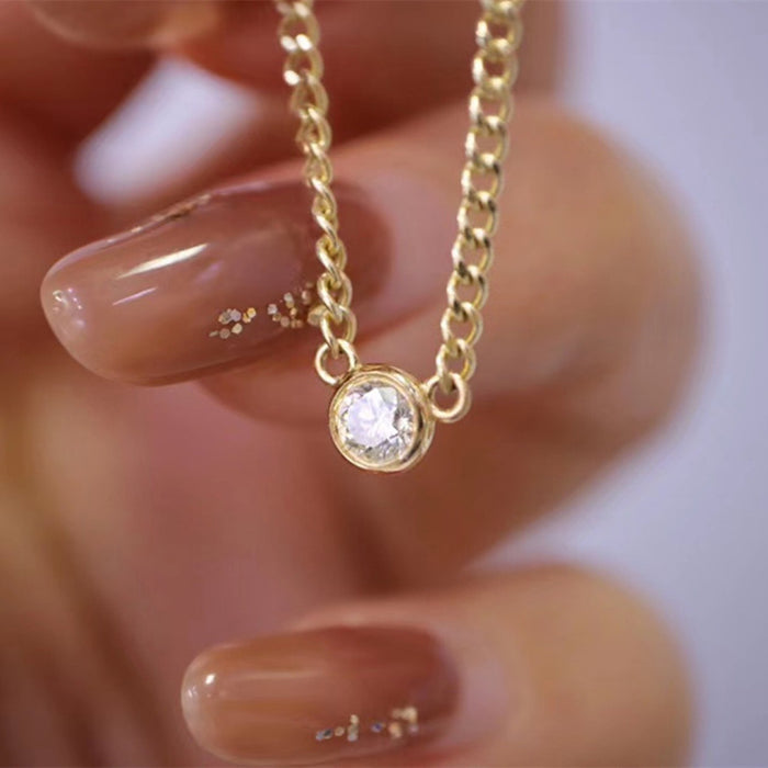 18K Solid Gold Miami Cuban Cuban Natural Diamond Pendant Necklace Bead Bubble Jewelry