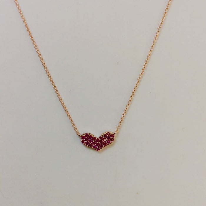 18K Solid Gold Natural Ruby Pendant Necklace Gemstone Loving Heart Charm Jewelry