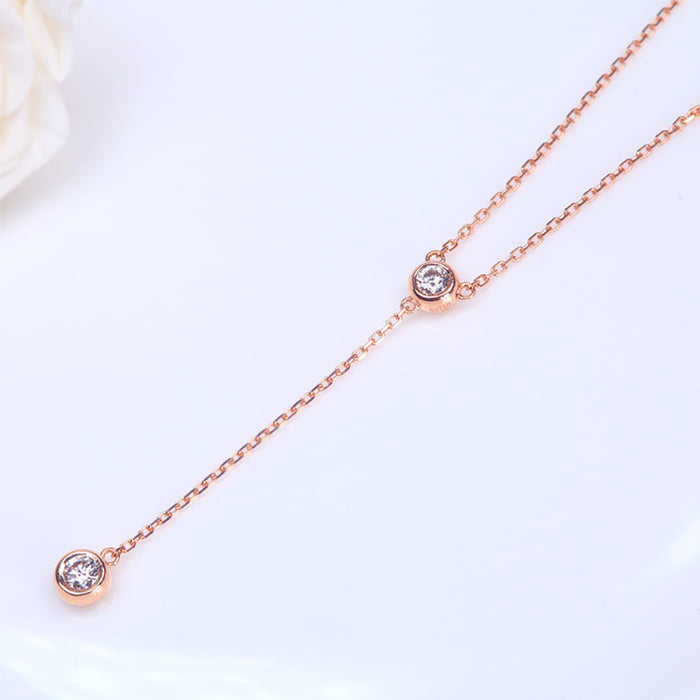 18K Solid Gold Natural Round Diamond 0.1 Carat Pendant Necklace Chain Jewelry 16"