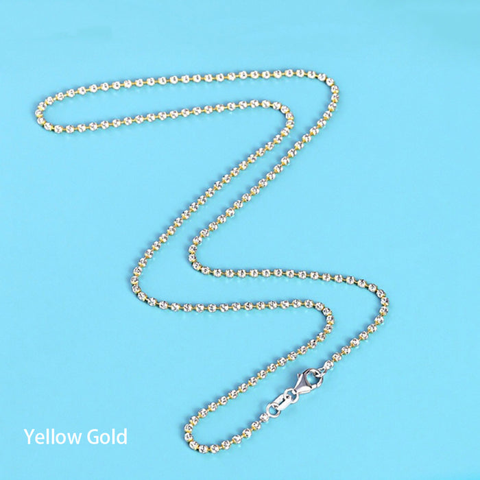 18K Solid Gold Bead Chain Necklace Glossy Beautiful Charm Jewelry 18"-24"