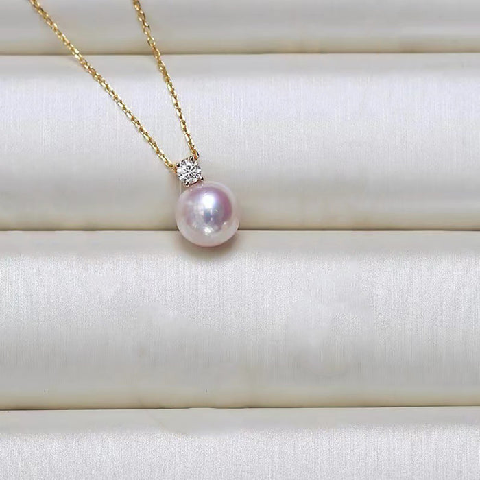 18K Solid Gold 10-12mm Natural Freshwater Pearl Pendant Necklace Charm Jewelry 18"