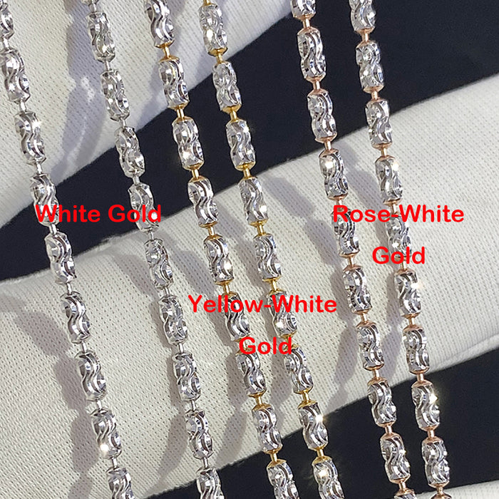 18K Solid Gold Bead Chain Beaded Necklace 1.6mm Width Charm Jewelry 18"-24"