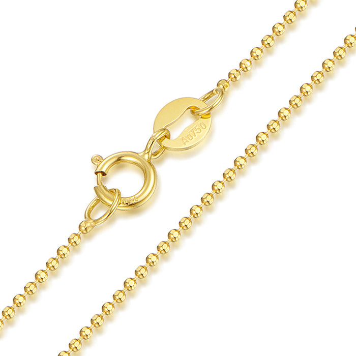 18K Solid Gold Laser Bead Chain Beaded Necklace Charm Jewelry 16"-20"