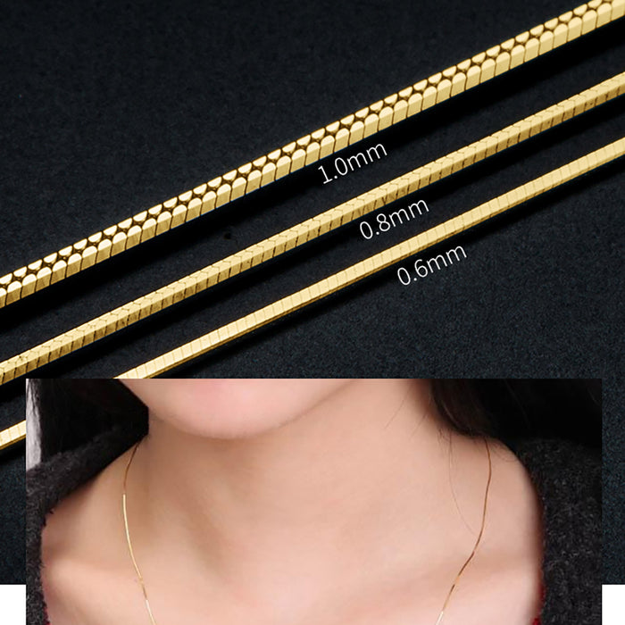 18K Solid Gold Snake Chain Necklace 0.6mm 0.8mm 1.0mm Charm Jewelry 16"-18"