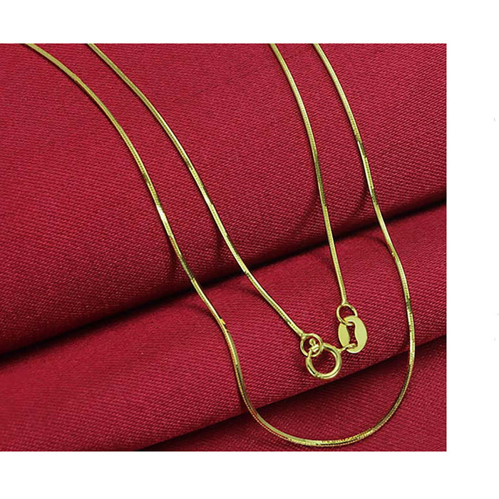 18K Solid Gold Snake Chain Necklace 0.6mm 0.8mm 1.0mm Charm Jewelry 16"-18"