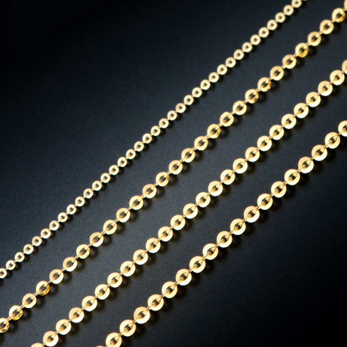 18K Solid Gold O Chain Necklace 1.0mm 1.2mm 1.4mm 1.6mm Charm Jewelry 16"-20"