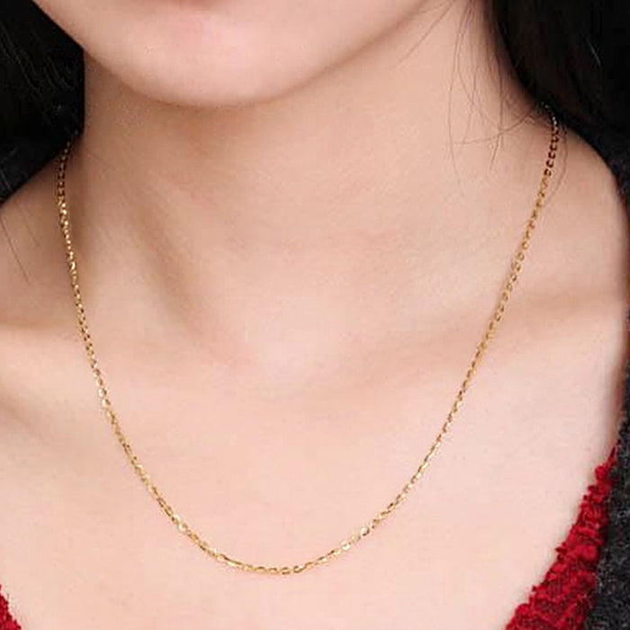 18K Solid Gold O Chain Necklace 1.0mm 1.2mm 1.4mm 1.6mm Charm Jewelry 16"-20"