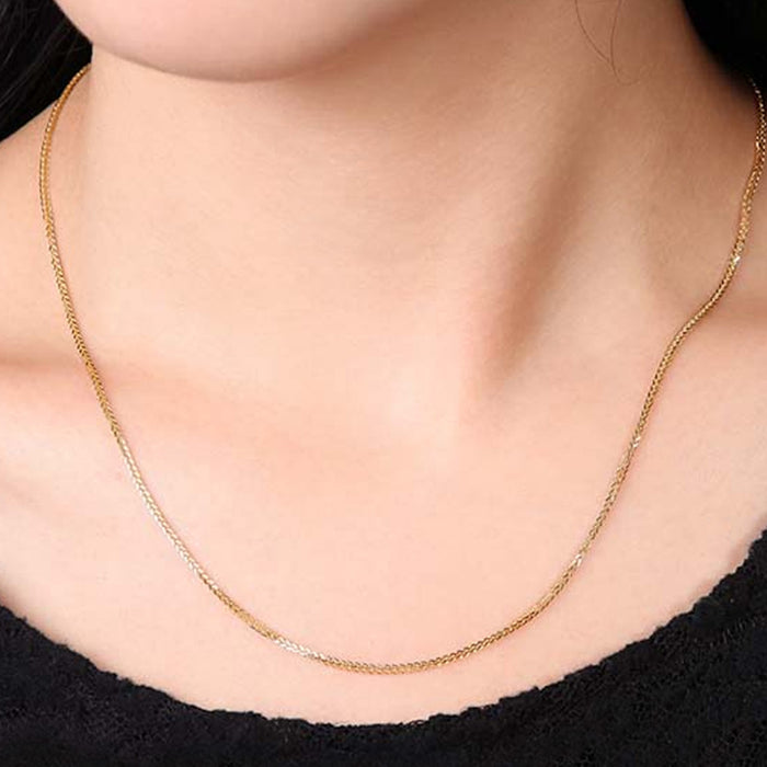 18K Solid Gold Chopin Chain Necklace 1.0mm 1.2mm 1.4mm 1.7mm Charm Jewelry 16"-24"