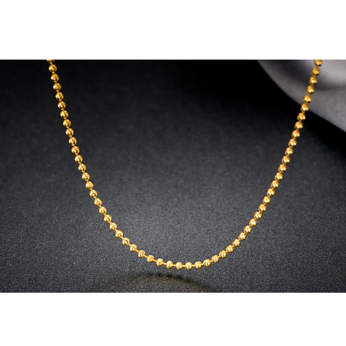 18K Solid Gold 1.8mm Laser Bead Chain Beaded Necklace Charm Jewelry 16"-24"