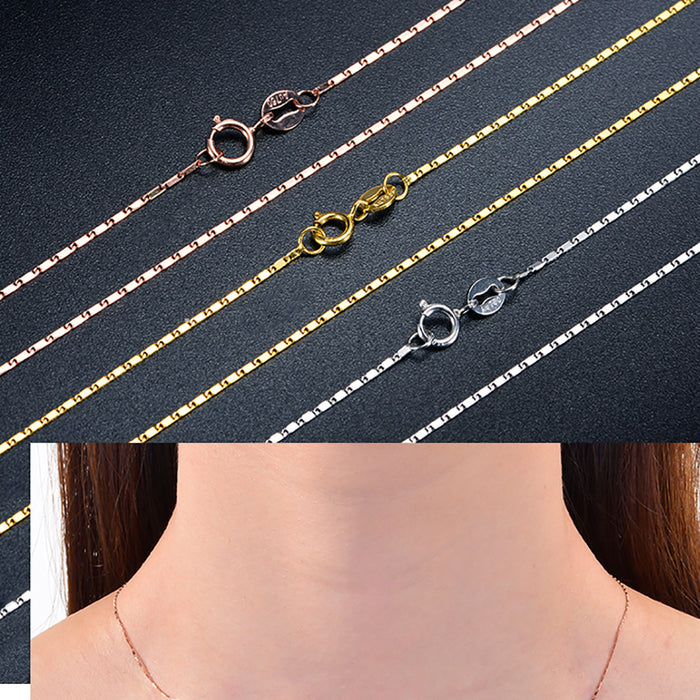 18K Solid Gold 0.8mm Link Chain Necklace Charm Jewelry 16in 18in