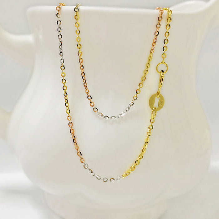 18K Solid Gold 1mm 1.2mm 1.5mm 1.8mm O Chain Necklace Charm Jewelry 16"-24"