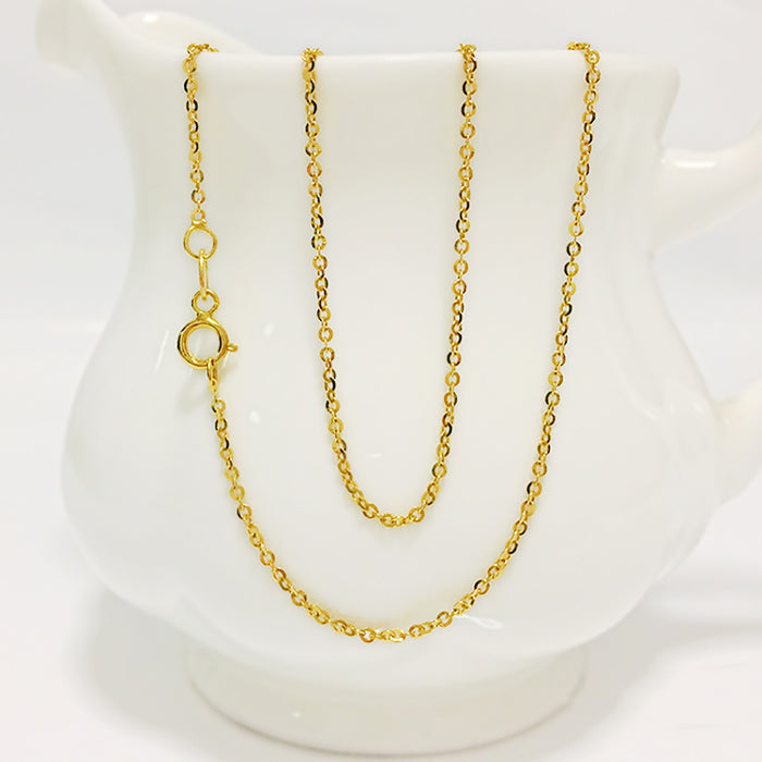 18K Solid Gold 1mm 1.2mm 1.5mm 1.8mm O Chain Necklace Charm Jewelry 16"-24"