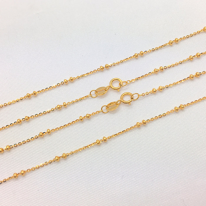 18K Solid Gold 1.25mm O Chain Spacer Bead Necklace Charm Jewelry 16"-24"