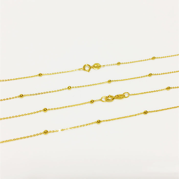 18K Solid Gold 1mm O Chain Spacer Bead Necklace Charm Jewelry 16in - 18in