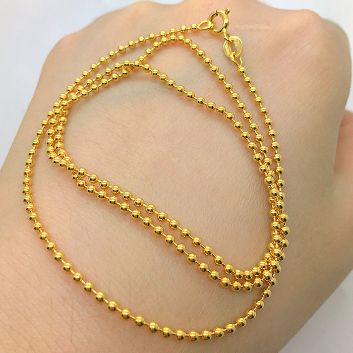 18K Solid Gold 1.8mm Round Bead Chain Beaded Necklace Charm Jewelry 16"-20"