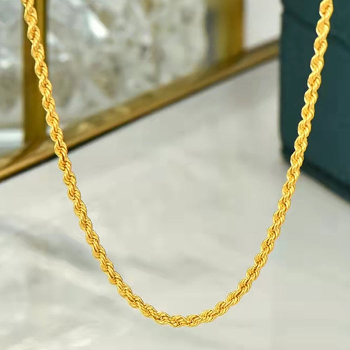 18K Solid Gold 1.3mm 1.5mm 2mm 2.4mm Twist Chain Necklace Charm Jewelry 18in 20in