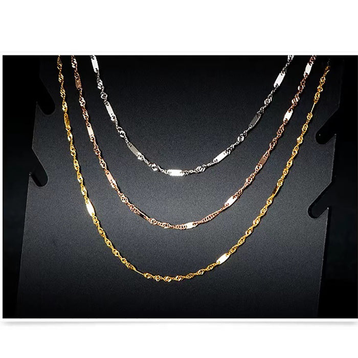 18K Solid Gold 1mm Water Chain Glossy Necklace Charm Jewelry 18in