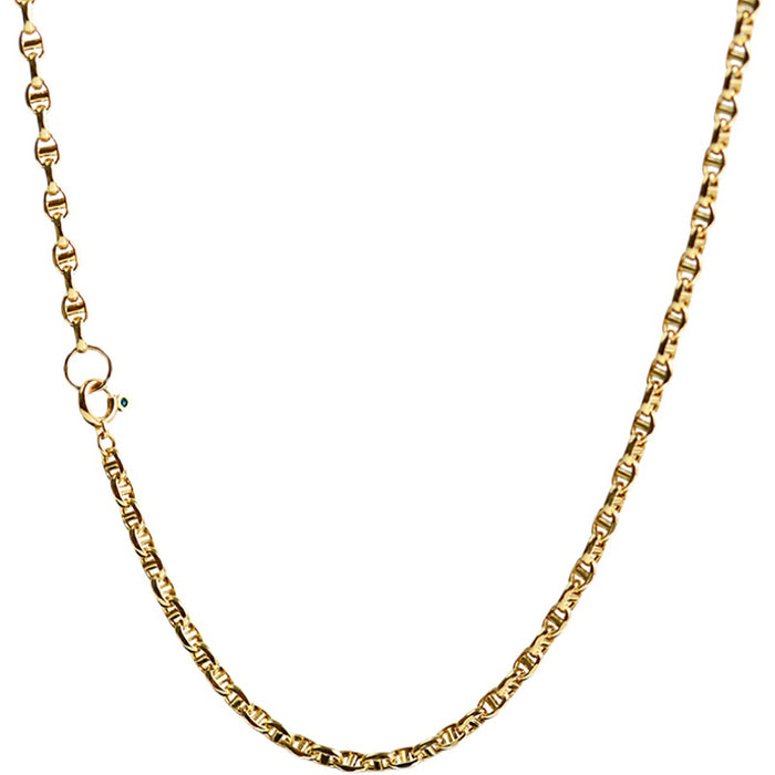 18K Solid Gold Mariner Chain Necklace Au750 Charm Jewelry 18in 20in