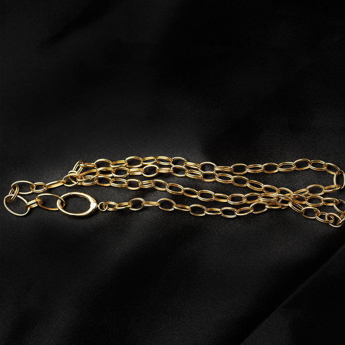 18K Solid Gold Oval Link Chain Necklace Stamped Au750 Charm Jewelry 20in