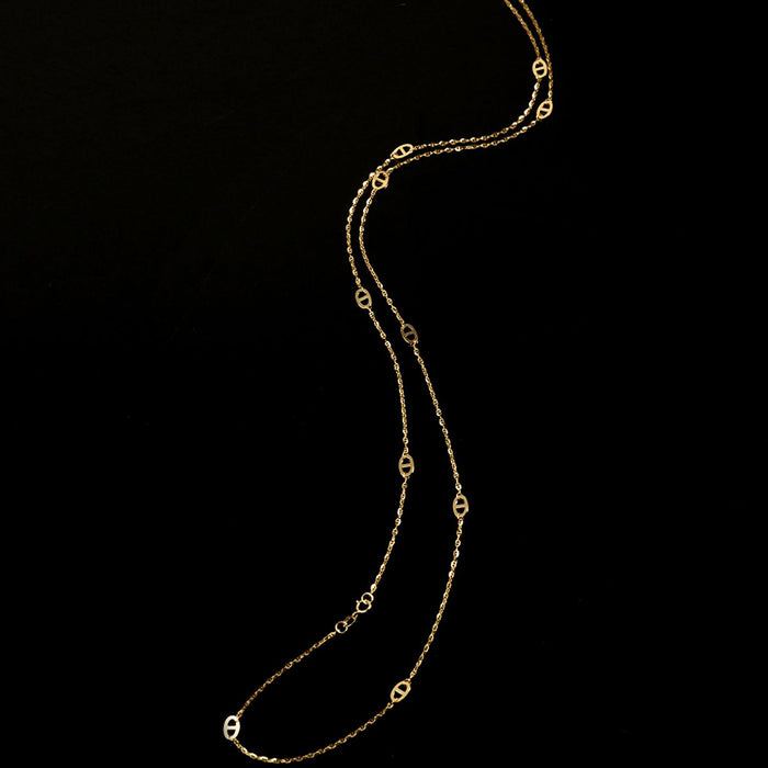 18K Solid Gold Mariner Chain Necklace Stamped Au750 Charm Jewelry 18in 20in 30in