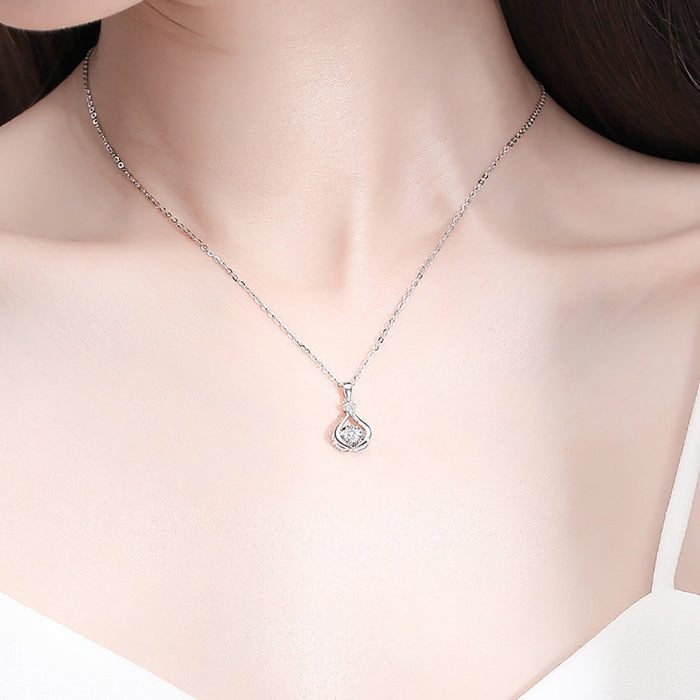 18K Solid Gold O Chain Natural Diamond Pendant Necklace Water Drop Charm Jewelry 18"