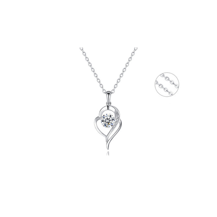 18K Solid Gold O Chain Natural Moissanite Topaz Pendant Necklace Heart Charm Jewelry 18"