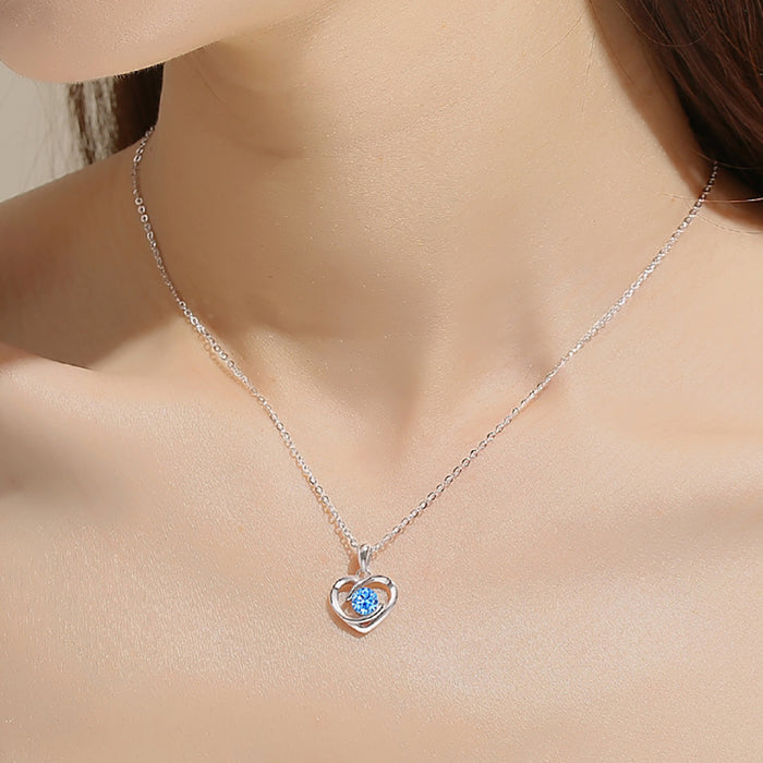18K Solid Gold O Chain Natural Moissanite Topaz Pendant Necklace Heart Charm Jewelry 18"