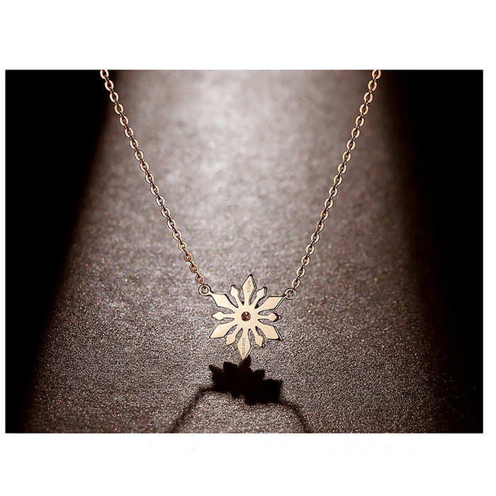18K Solid Gold O Chain Natural Diamond Pendant Necklace Snowflake Charm Jewelry 18"