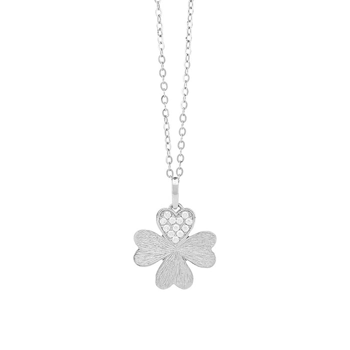 18K Solid Gold Moissanite Pendant Necklace Heart Four-leaf Clover Charm Jewelry