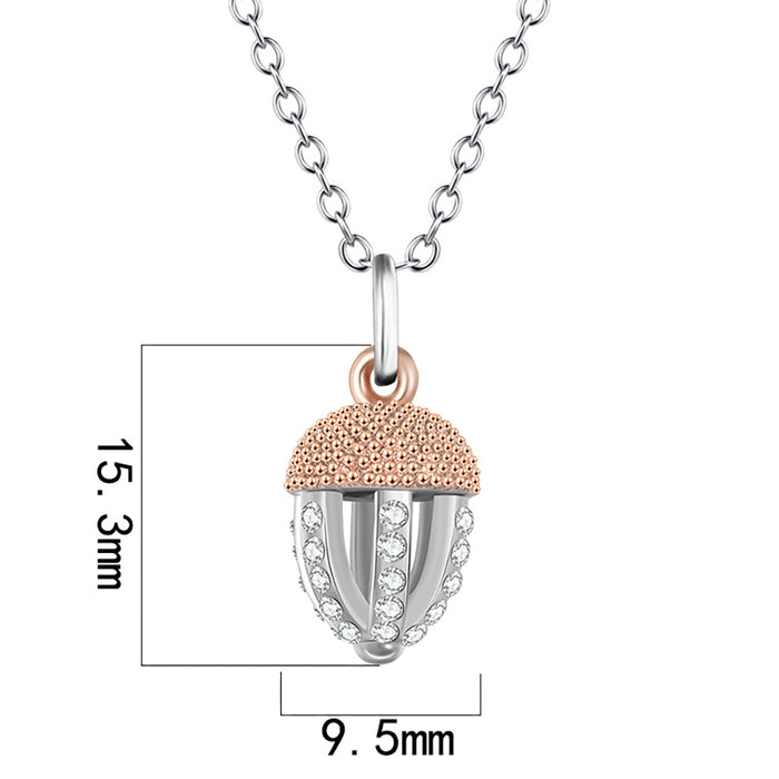 925 Sterling Silver Cubic Zirconia Acorn Necklace Pendant Plants Fine Jewelry
