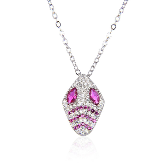 925 Sterling Silver Crystal Cubic Zirconia Alien Necklace Pendant Jewelry
