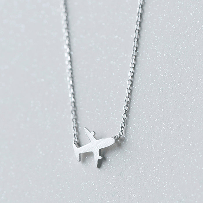 925 Sterling Silver Airplane Clavicle Chain Necklace Pendant Fashion Jewelry