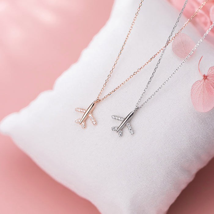 925 Sterling Silver Airplane Necklace Pendant Travel Places Fashion Jewelry