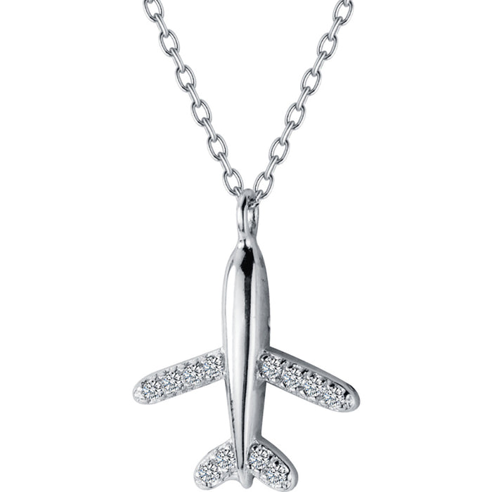 925 Sterling Silver Airplane Necklace Pendant Travel Places Fashion Jewelry