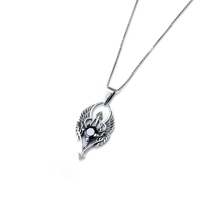 925 Sterling Silver Angel Wings Necklace Pendant Diamond Devil Fashion Jewelry