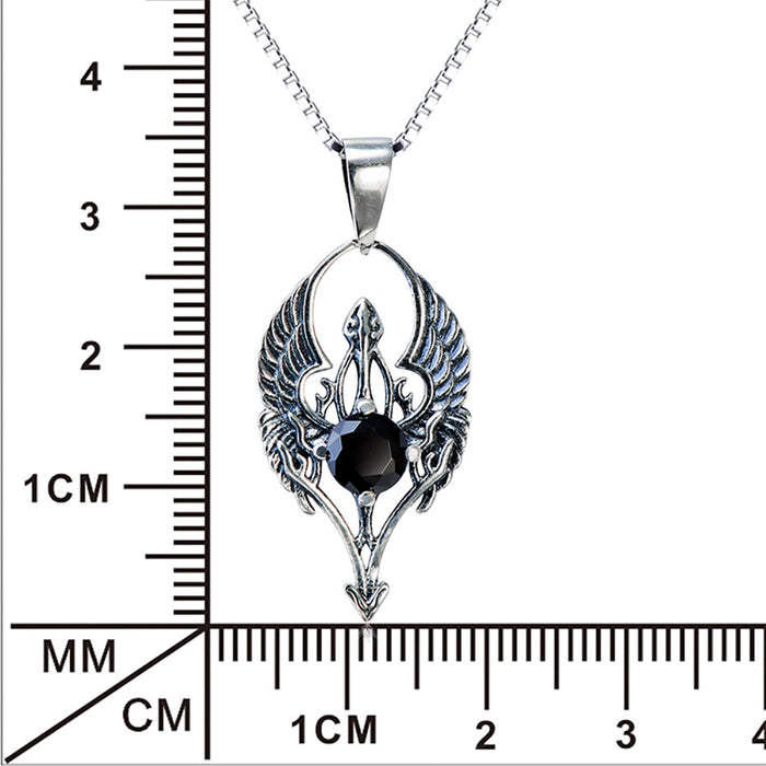 925 Sterling Silver Angel Wings Necklace Pendant Diamond Devil Fashion Jewelry