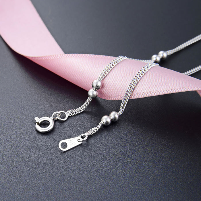 925 Sterling Silver 3.0mm Flash Bead Necklace Choker Chain Fashion Beautiful Jewelry