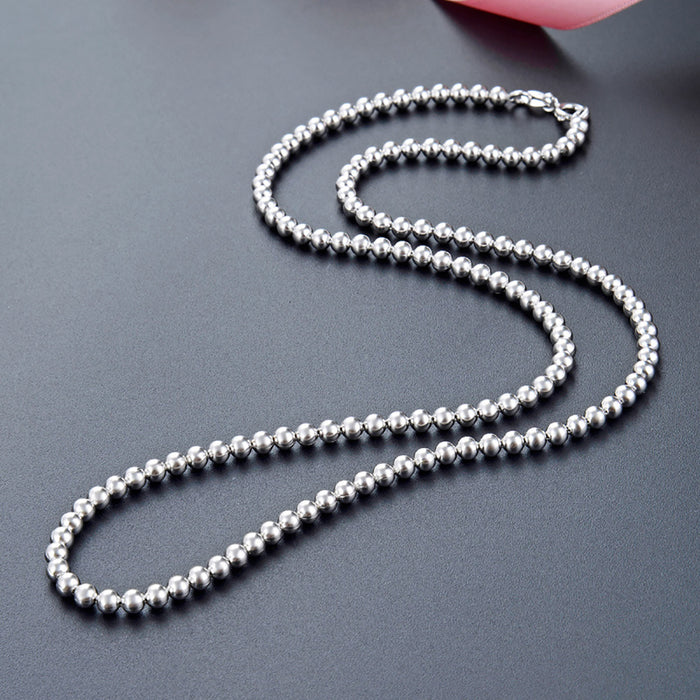 925 Sterling Silver 4.0mm Flash Bead Necklace Chain Fashion Jewelry Length 22" 28"