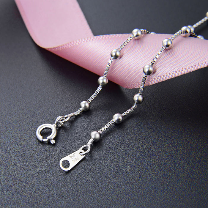 925 Sterling Silver 2.5mm Flash Bead Necklace Choker Chain Fashion Beautiful Jewelry
