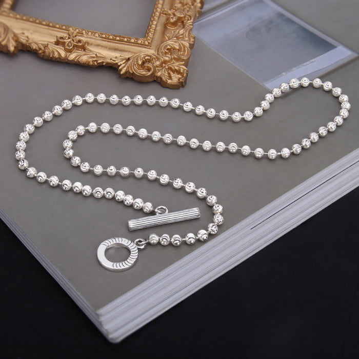 925 Sterling Silver 4mm Lucky Bead Necklace OT Clasp Type Fashion Jewelry 20"